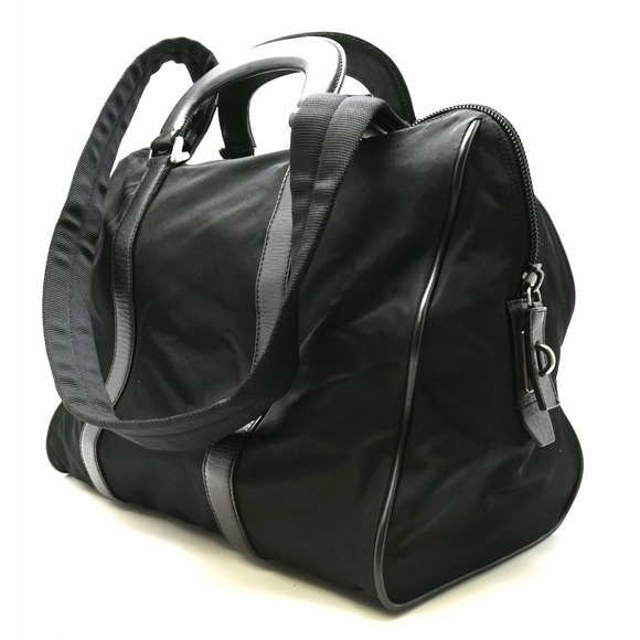 Prada Bag Nero 2WAY Shoulder Leather Nylon Handbag Black - Picture 1 of 9